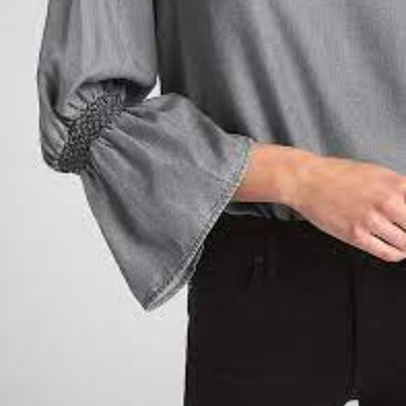 Gap Smocked Trumpet Sleeve Blouse in TENCEL boho top - Picture 7 of 8